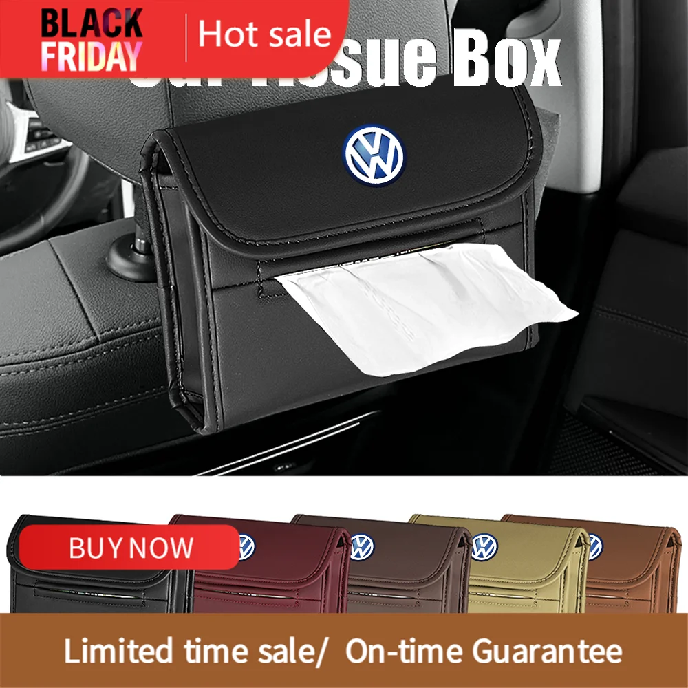 PU Leather Car Tissue Box Rear Seat Sun Visor Hanging Bag Auto Interior Organizer Accessories For Volkswagen VW Golf Polo Rline