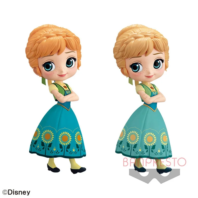 

Bandai Original 14Cm Qposket Disney Characters Anna Frozen Fever Design Action Figure Toys For Kids Gift Collectible Model Orna