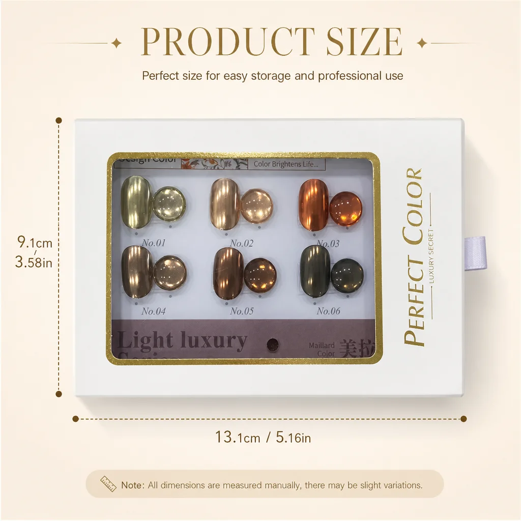 Nail Art Powder Set, 6 Colors, Color Palette, High-End Manicure Kit, Personal Use, Fall Winter, Professional Style