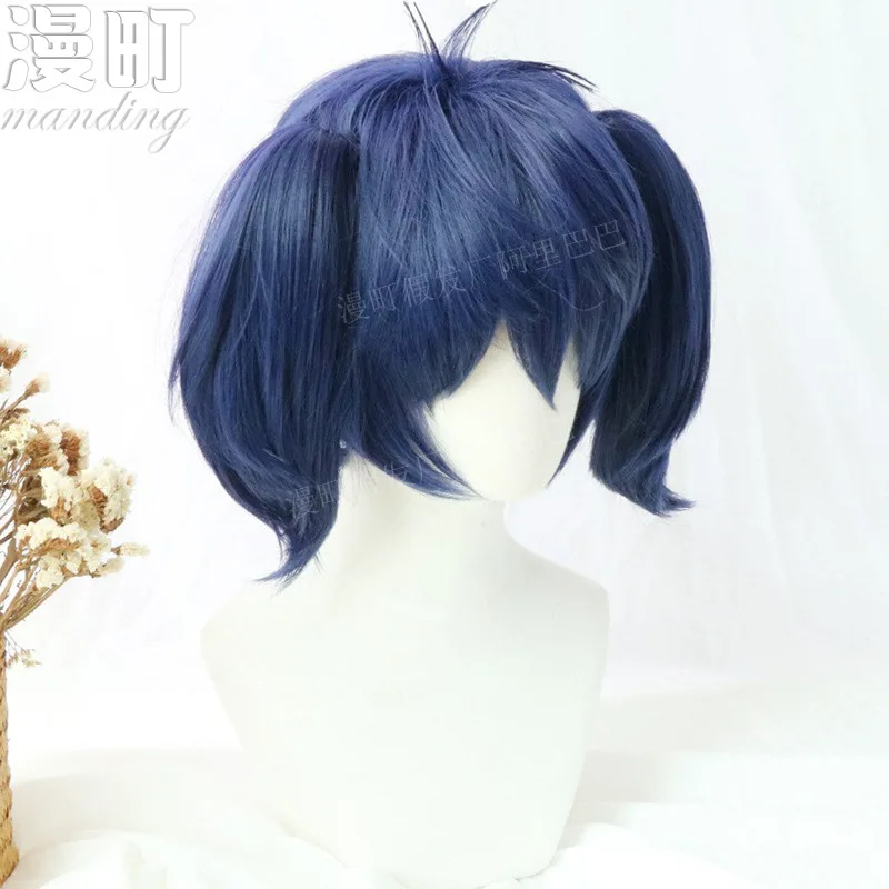 Peluca de Cosplay Anime Happy Sugar Life Koube Shio, peluca sintética resistente al calor Kawaii, pelo azul, fiesta de Halloween, hombres y mujeres