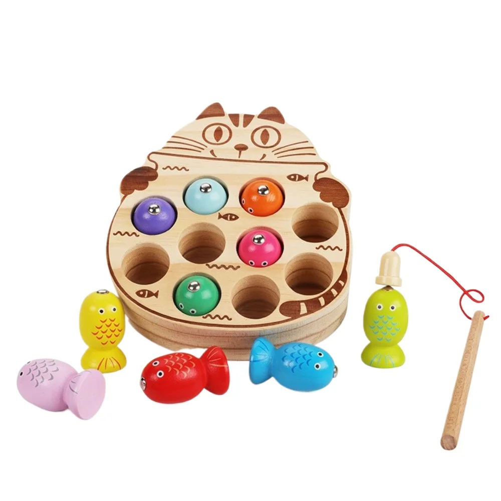 Jogo de pesca de madeira magnético montessori para crianças, habilidade motora fina, brinquedo de aprendizagem precoce para meninos e meninas, ótimo presente de natal