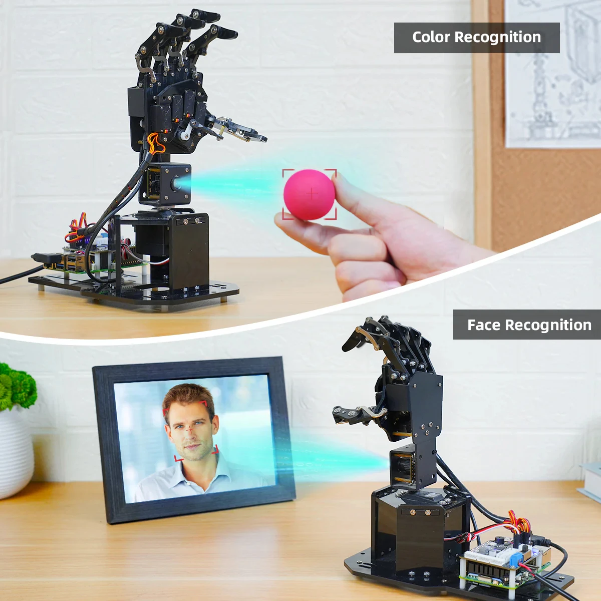 Hiwonder uHandPi Raspberry Pi Robotic Hand، التعرف على رؤية الذكاء الاصطناعي والتتبع، برمجة بايثون، التعلم العميق