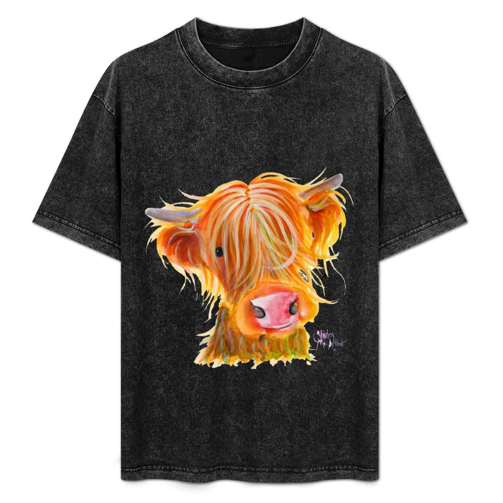 Scottish Highland Cow PRiNT ' CORNFLAKE ' by Shirley MacArthur T-Shirt blanks street wear mens designer clothes