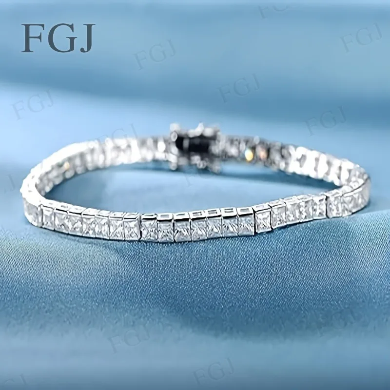

Tennis Bracelet 3x3mm Lab Grown Gemstone CZ 925 Silver Plated 18k Wedding Party Jewelry Bracelets for Women Man Gifts Charms