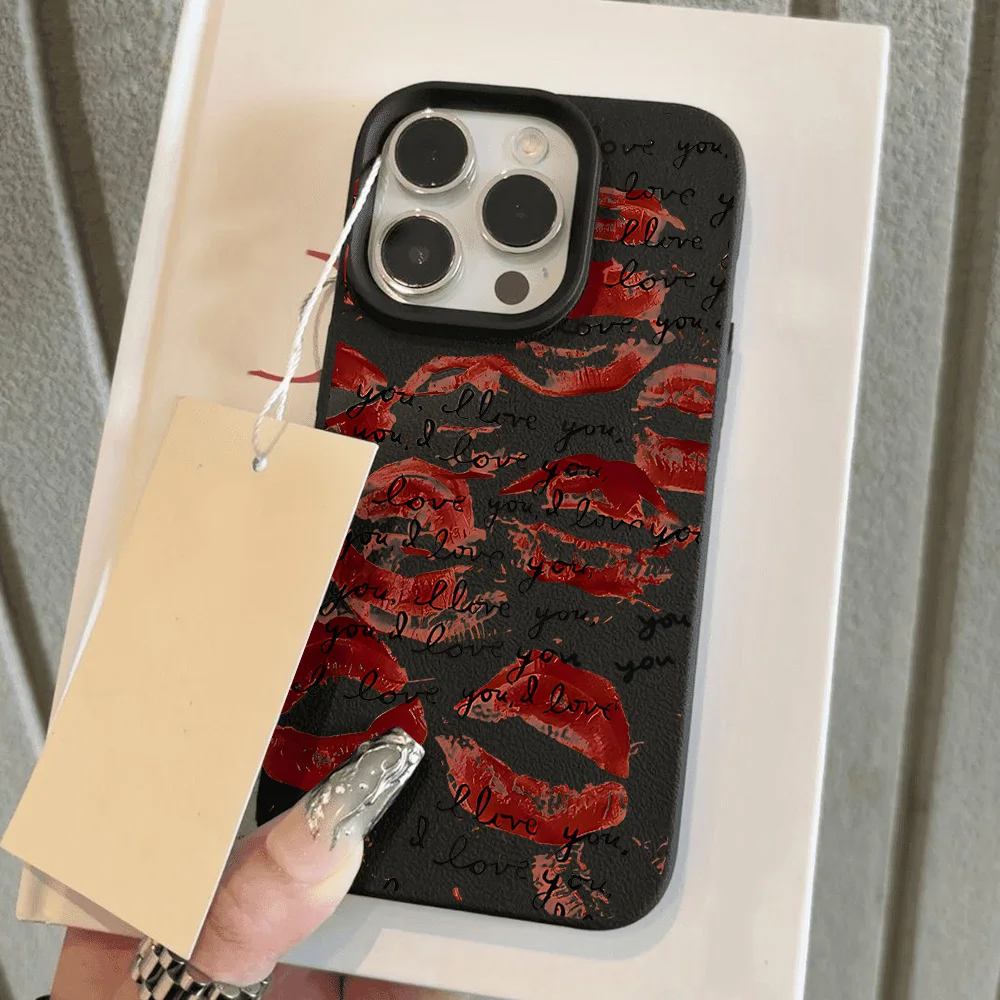 Bright Red Lips Leather Phone Case For iPhone 17 Pro Max 11 16 15 12 13 14 Plus Air Soft Shockproof Silicone Cover Funda - view 6