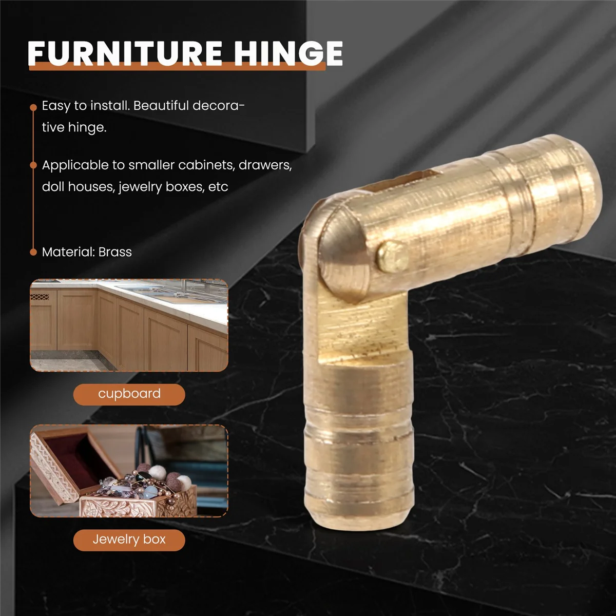 

B44C100Pcs Brass Concealed Barrel Hinges Jewelry Wood Boxes Cabinet Invisible Furniture Hinge 4X20mm
