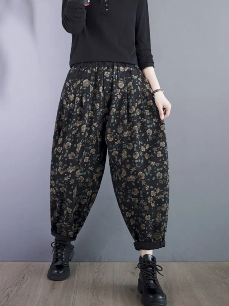 Oversized Jeans Spring Summer Flower Floral Print Pant Women High Waist Casual Fashion Ladies Trousers Loose Woman Harem Pants