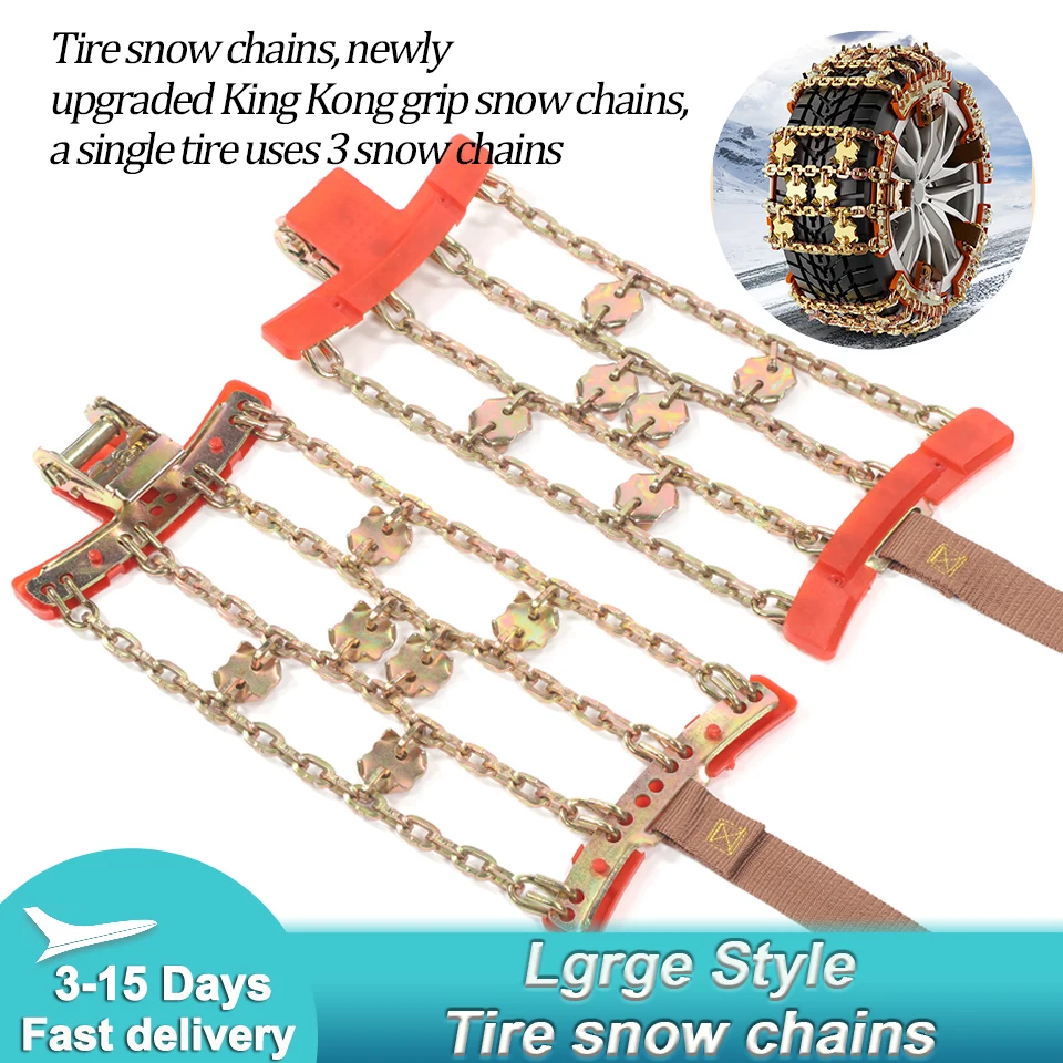 Adjustable Snow Chains for Cars Universal Fit 175-255mm Tires Easy Install Anti-Skid Chain for Emergency Winter Safety No Damage