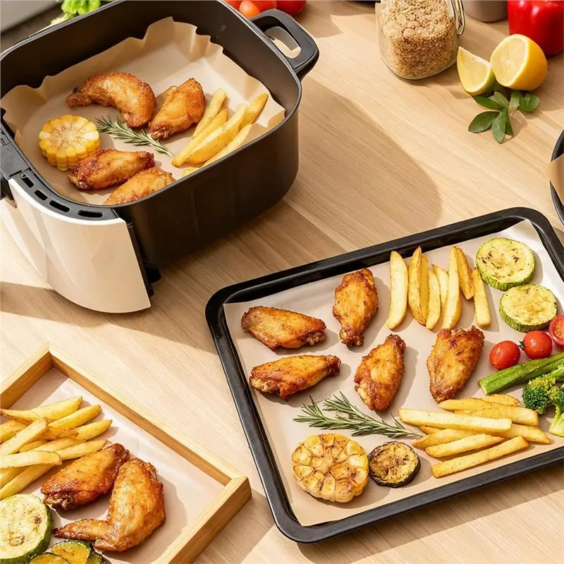 ABUN Unbleached Parchment Paper Sheets 6x6 Inch Precut Baking Liners Non-Stick Oven Safe Air Fryer Parchment Paper 200 Pack