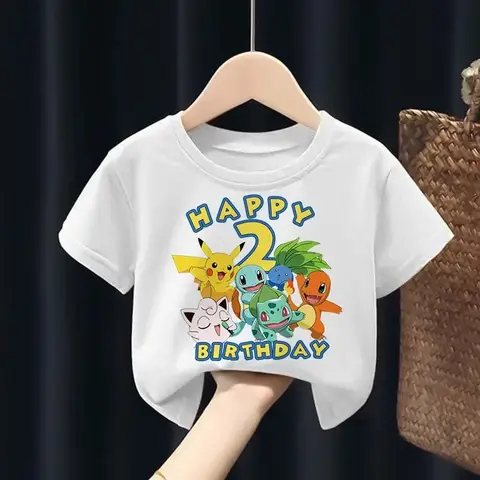포켓몬 어린이 티셔츠, 애니메이션 만화, 피카츄 파이리, Jigglypuff 프린트 탑 용수철, 여름 루즈하고 편안한 캐주얼 의류