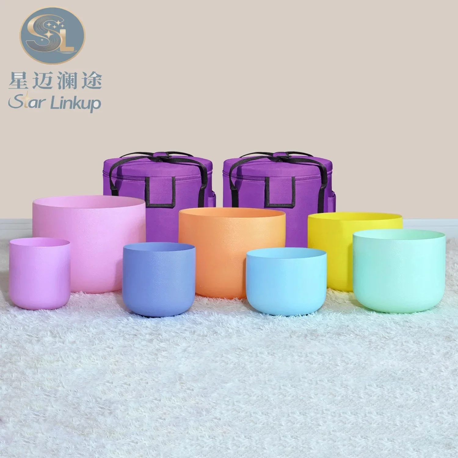 Star Linkup Macaron Color Crystal Singing Bowl 6-14 Inch Sound Healing Instrument for Yoga Sound Bath Meditation Chakra Balancing Stress Relief Spiritual Therapy