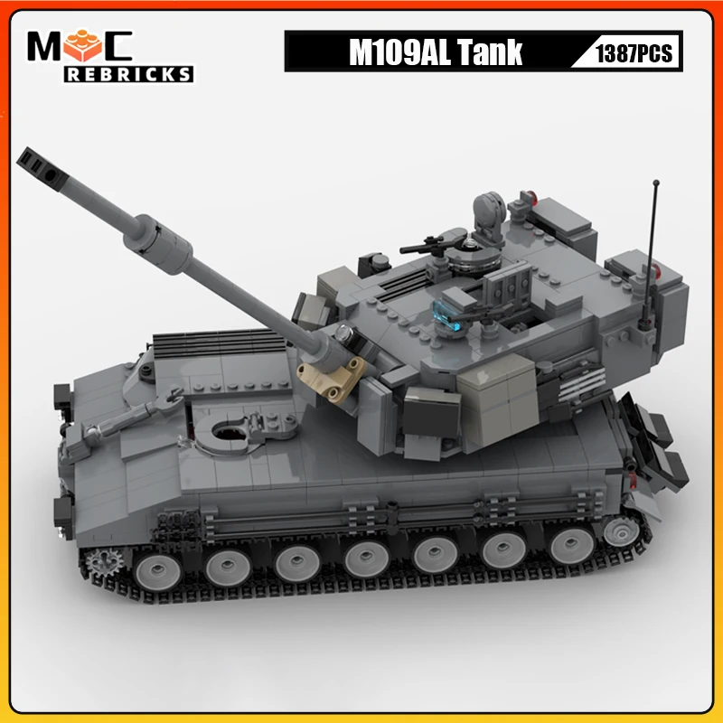 Military Vehicles Series M109AL Tank Self Propelled Gun Model Building Blocks Small Particle Assembly Bricks Toy Kid's Souvenirs