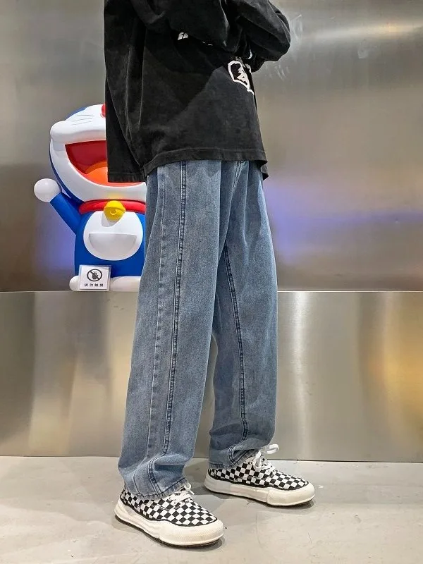 

American High Street Loose Fit Men's Jeans Sli Casual High Waist Denim Pants Straight Leg Trendy Youth Faion Winter Season