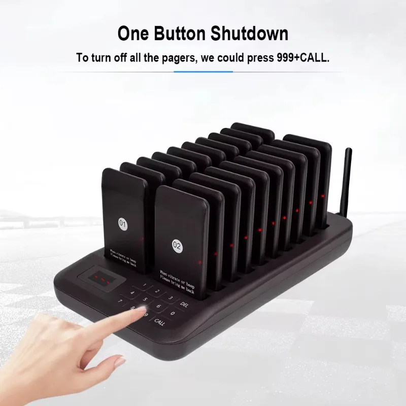 Wireless Restaurant Pager System 20 Buzzers Queue Paging System Waiter Call for Coffee Fast Food Restaurant