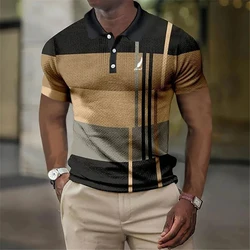 Nuova estate uomo Casual manica corta risvolto Polo uomo Slim Fit Business Polo 3D stampa digitale Sport Polo.