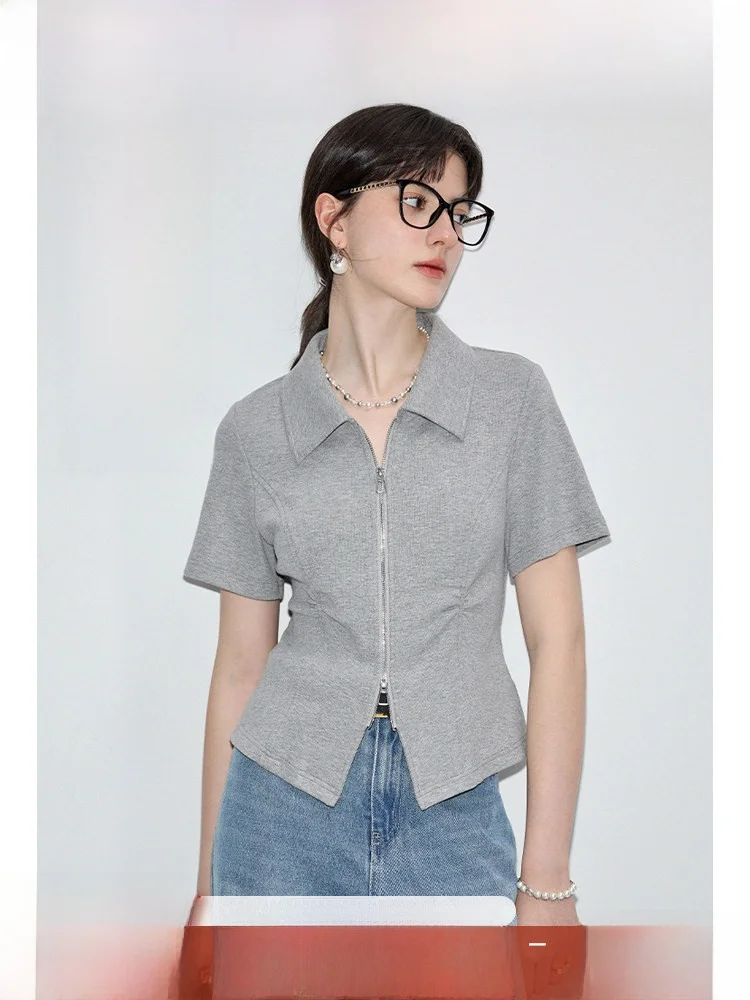 

Большие размеры, молния irt ort Sve, женская модная облегающая летняя футболка, повседневная, впитывающий пот материал