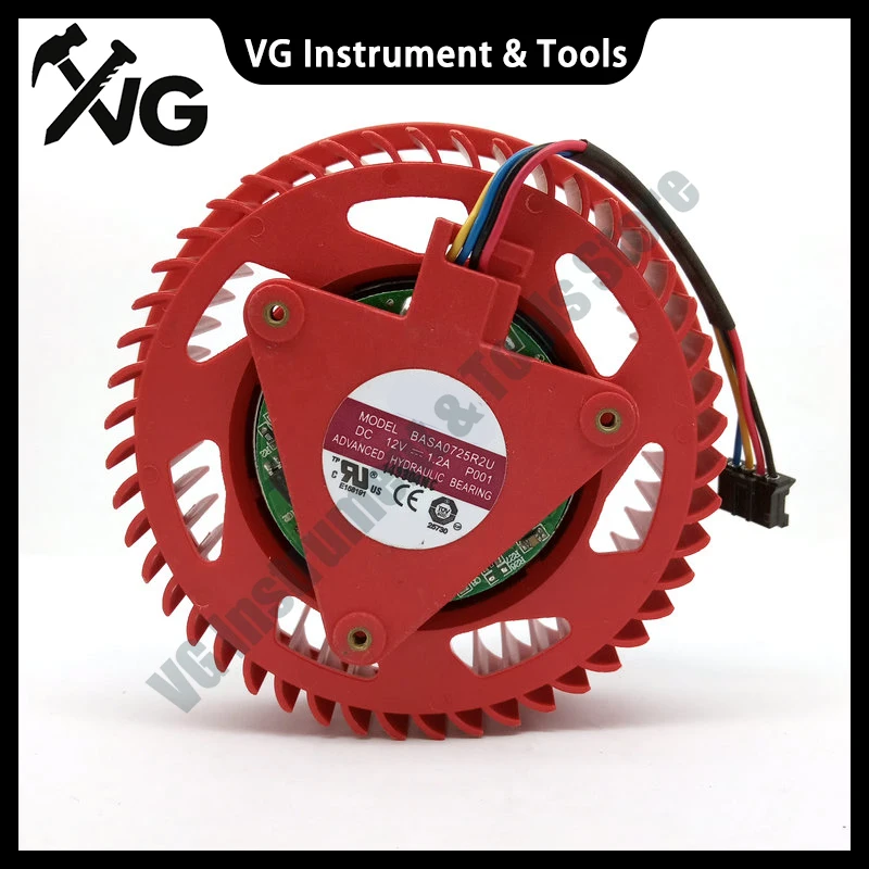 New For Original BASA0725R2U 12V 1.2A 75*25MM hydraulic turbine blower cooling fan