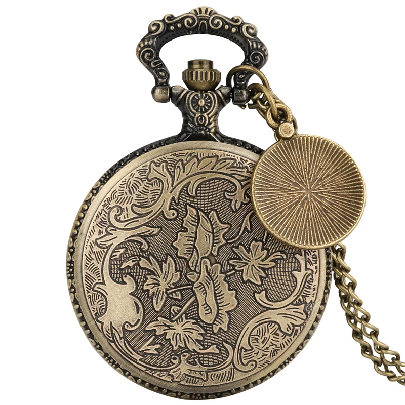 Men's Steampunk Watch Hollow Astrology Zodiac Compass Design Quartz Pocket Watches with Pendant Compass Charm Necklace Chain