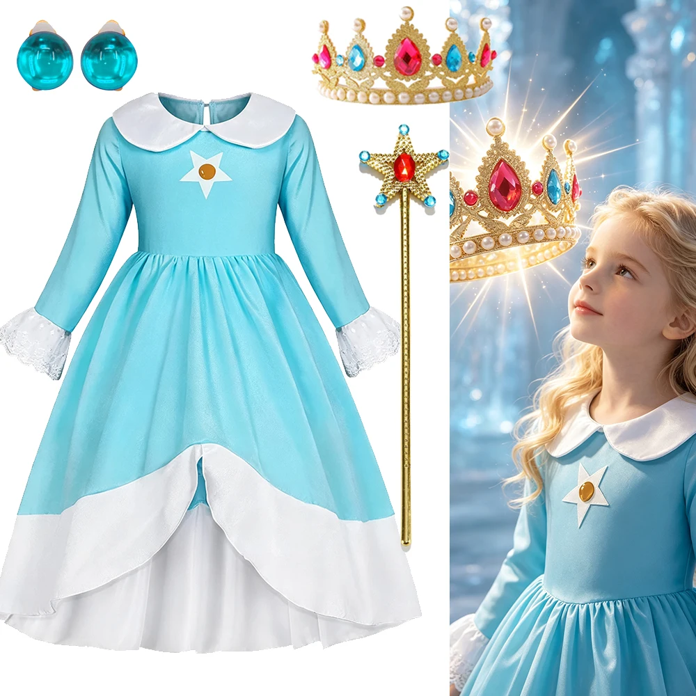 Rosalina Mädchenkleidung Partykleider Kinderkostüm Halloween Karneval Geburtstag Schwalbenschwanz-Kleid – Detail 2