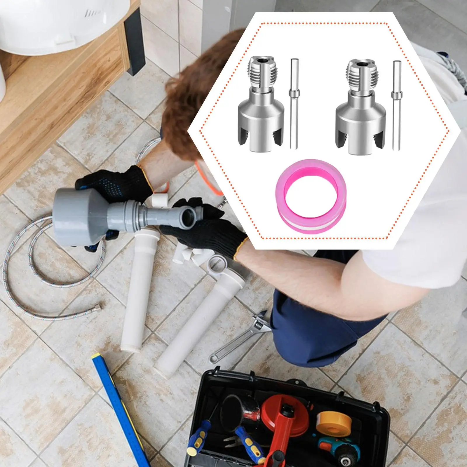 

2Pcs PVC Pipe Threader Kit Hardware Rethreading Tool Plumbing Tools Thread Maker Tool for Home Toilet Bathroom DIY Project Accs
