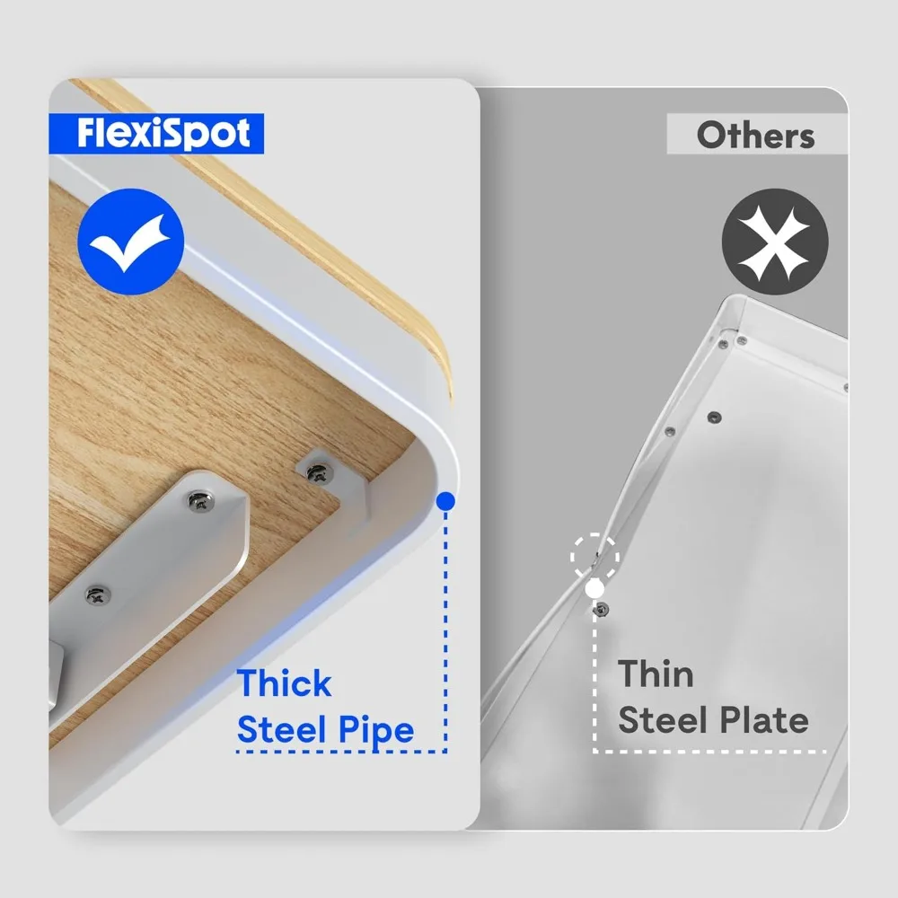 مكتب قائم كهربائي مقاس 55 بوصة مع أدراج، مكتب حامل للجلوس في المنزل مع مساحة تخزين، شحن USB، مكتب كمبيوتر fo