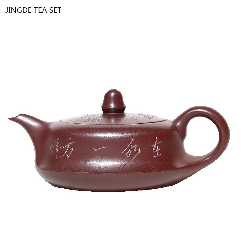 

13.9x6.7cm Old Purple Clay Purple Sand Pot Creative Handcarved Tea Pot Kung Fu Tea Set chinese tea pot