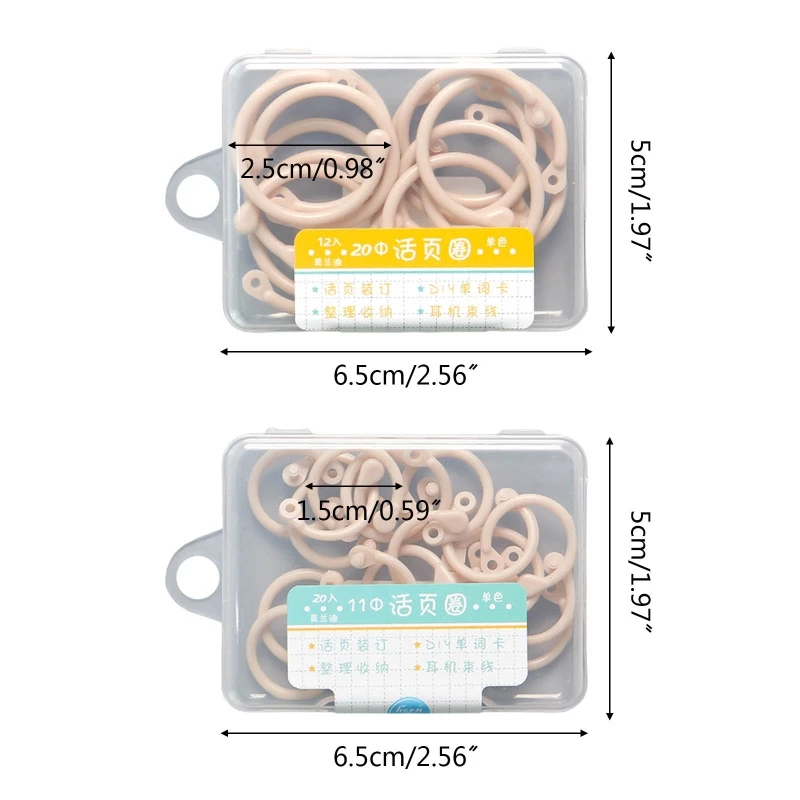 1 Pack Plastic Binder Rings 0.59Inch 1Inch Reusable Loose Leaf Binder Rings for Index Cards Photo Album Loose-leaf Paper