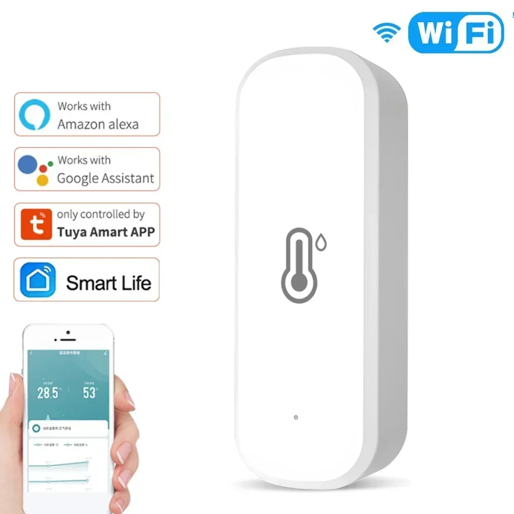 Sensor de temperatura y humedad WiFi, termómetro conectado al hogar, 2 piezas, 70x24x19mm, Compatible con