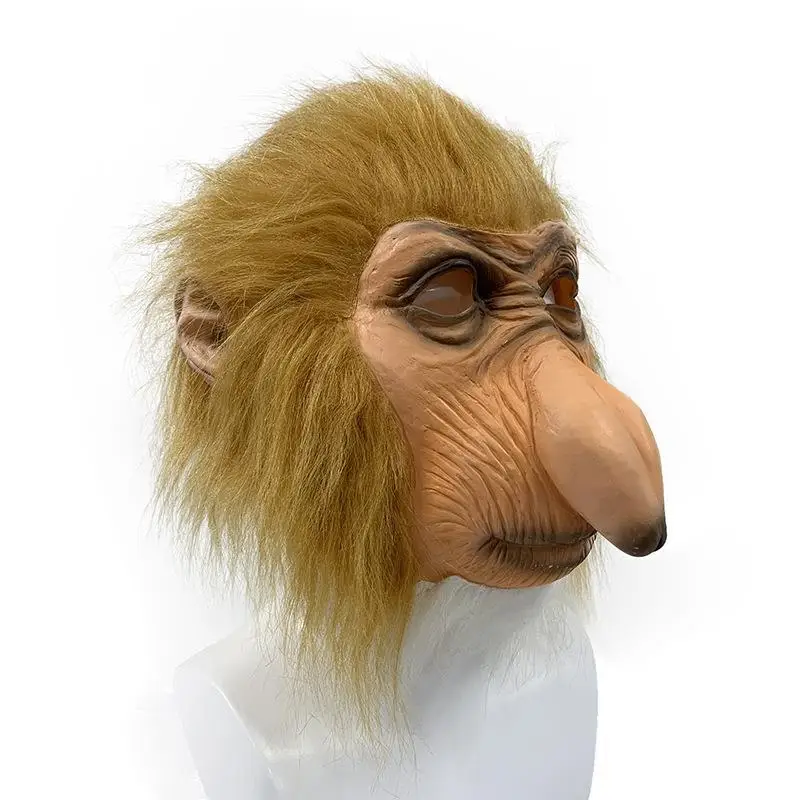 Realistische Proboscis-Affen-Vollkopf-Latexmaske Tier-Affenmaske Halloween-Maskerade Cosplay-Kostüm Faschings-Requisiten – Detail 3