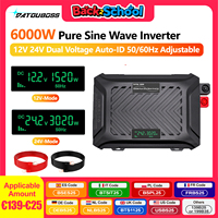 DATOUBOSS 6000W Dual Voltage Inverter 12V24V to 220V-240V Pure Sine Wave 50 60HZ Adjustable car inverter for RV Camping Home