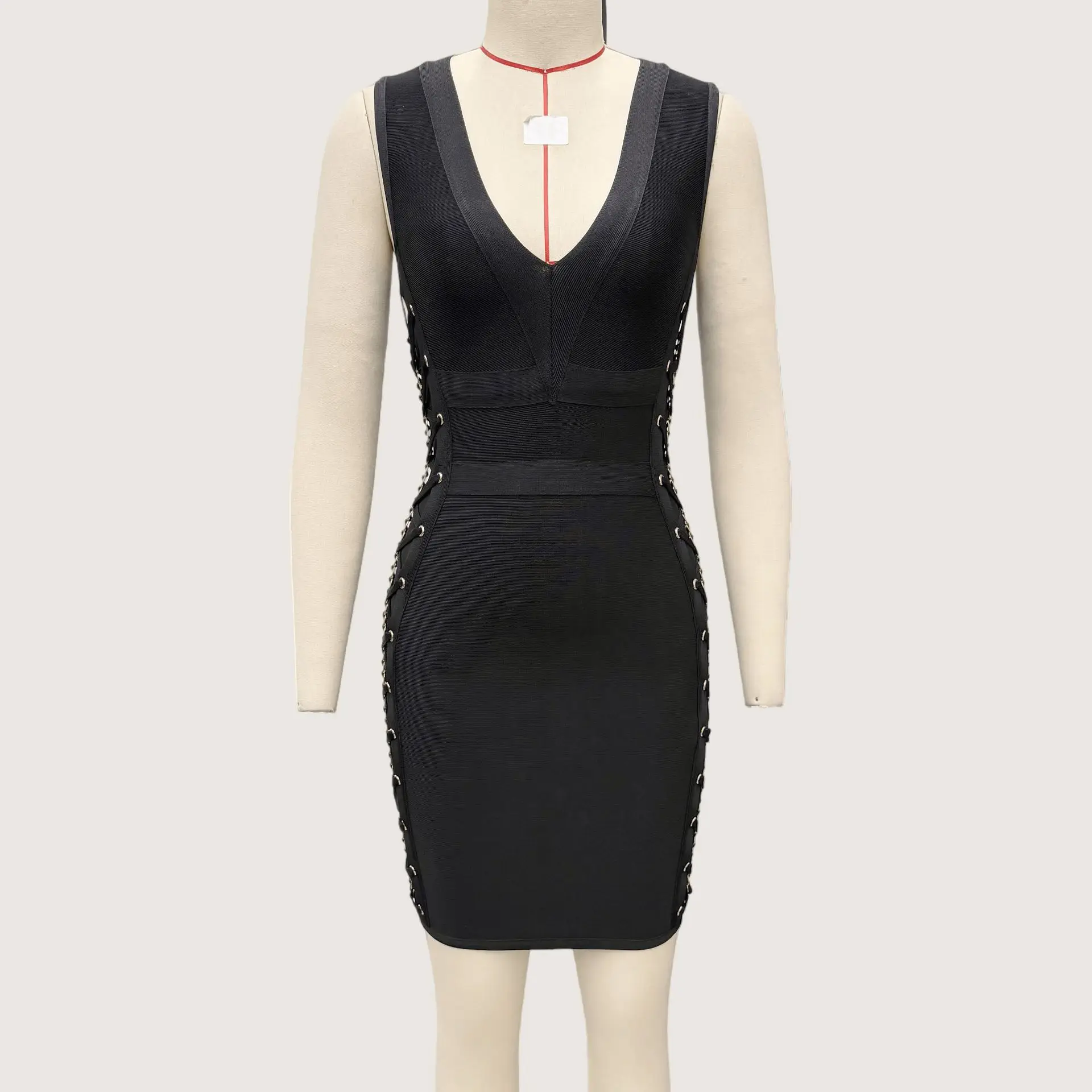 2026 女性用セクシーノースリーブメッシュカットアウトブラックミディボディコンドレス誕生日パーティーコスチュームバーナイトクラブステージパフォーマンス衣装