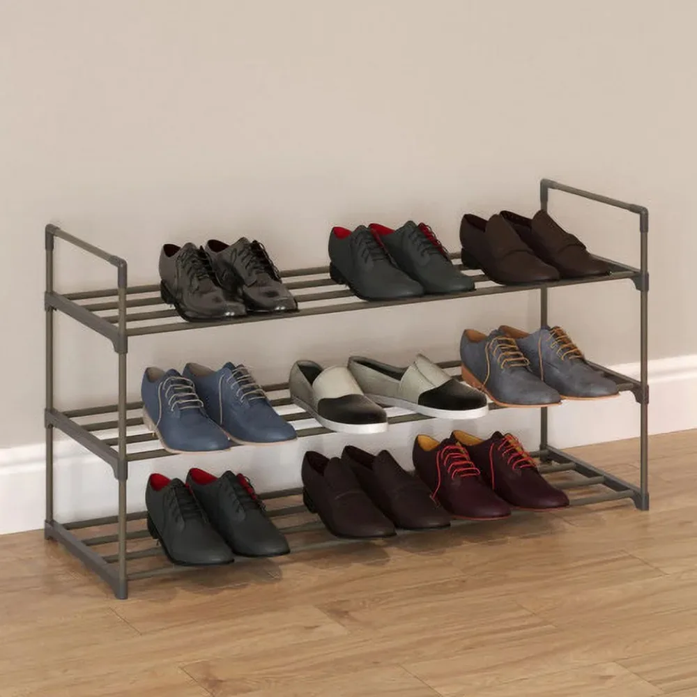 

3-Tier Shoe Rack for 15 Pairs Sneakers, Heels, Boots (Gray)
