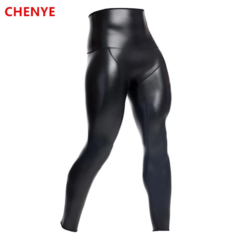 New men's elastic shapers leather pants, glossy finish, slimming, trendy youth, motorcycle, windproof and waterproof tight pants