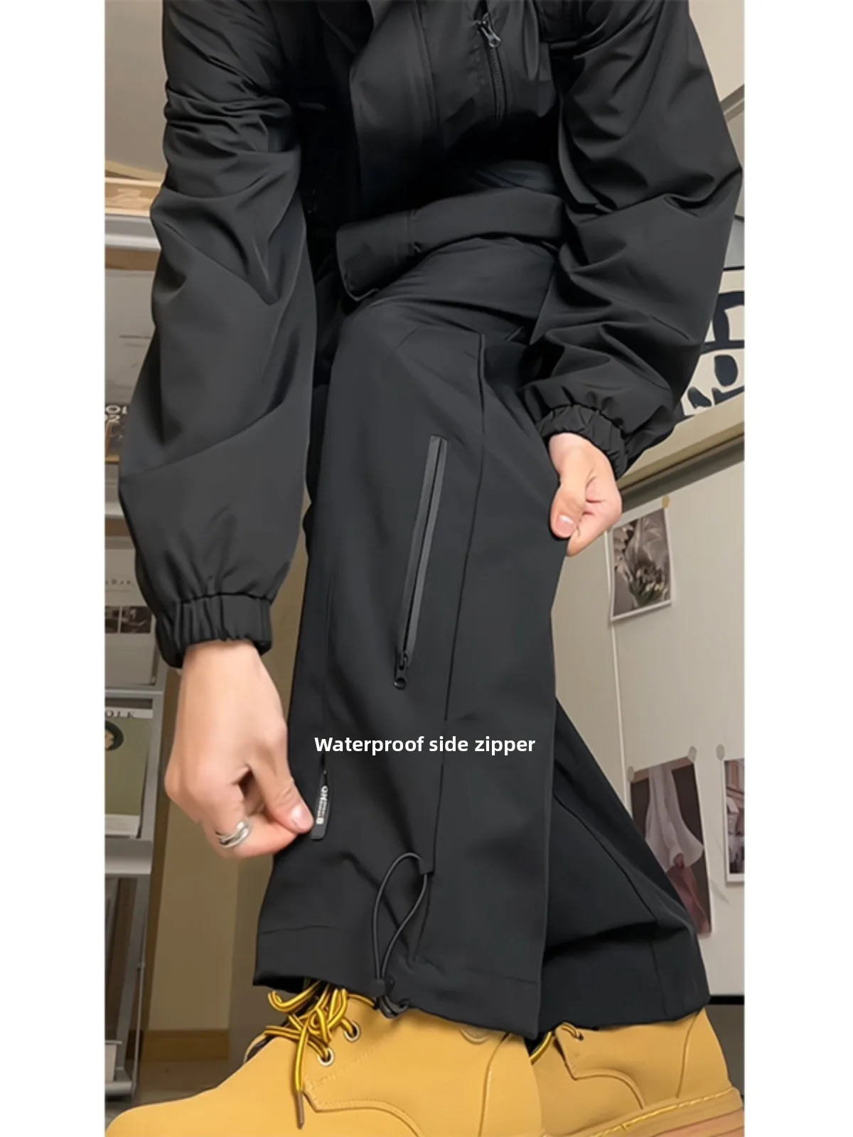 

Pure Bla Zipper Cargo Pants Men's Summer Casual Wear Waterproof Windproof Hiking Cycling Workwear Trendy Long Trousers