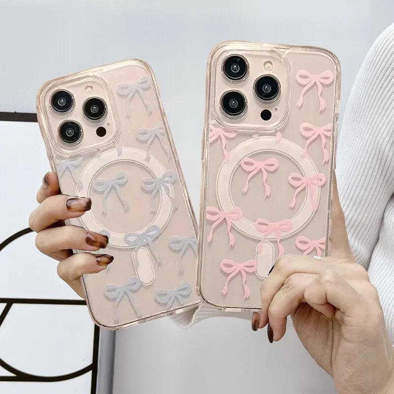 

Flower Y2K Pink Bow Magsafe Magnetic Charging Case for Samsung Galaxy S25 S24 S22 S23 Ultra Plus S25Ultra 5G Flip 5 4 3 Cover