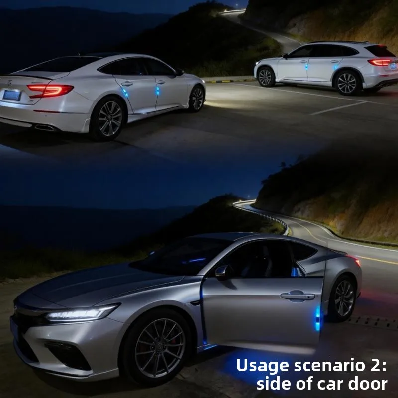 Solar Car Door Anti-collision Warning Light Colorful LED Flashing Safety Motorcycle Decorative Light Strip Night Driving Signs