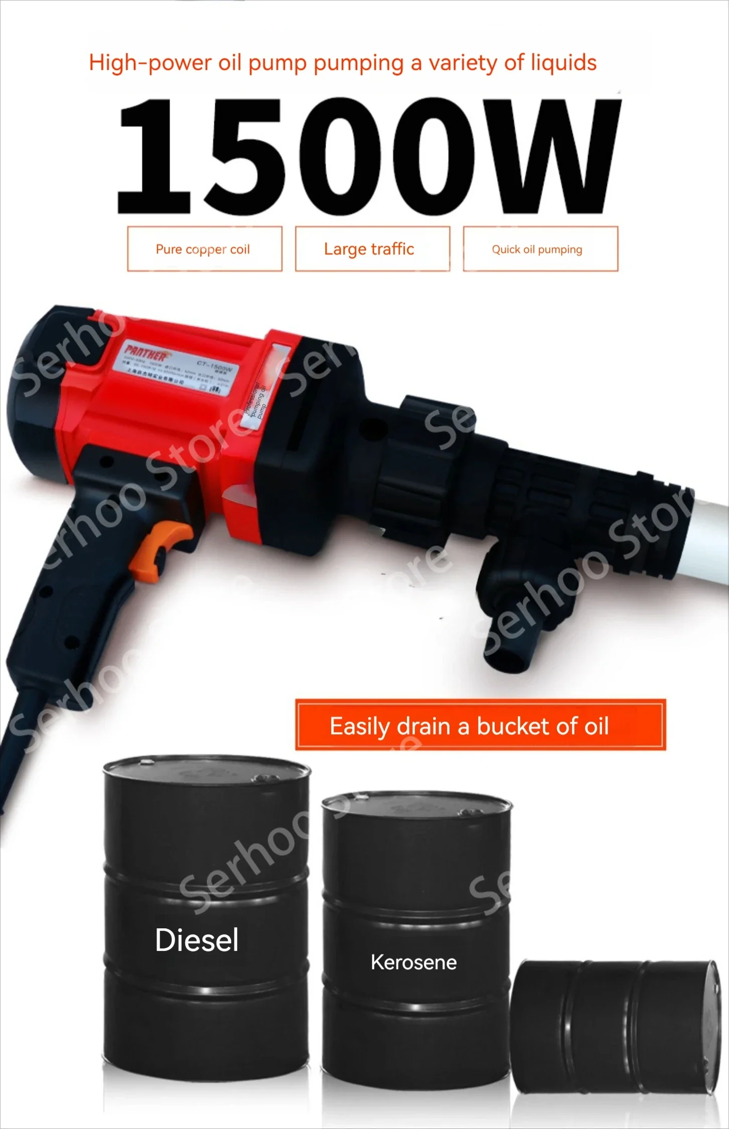 Portable Electric Hand Barrel Pump 220V High-power Industrial Oil Pump Diesel Oil Drum with Electric Oil Pump