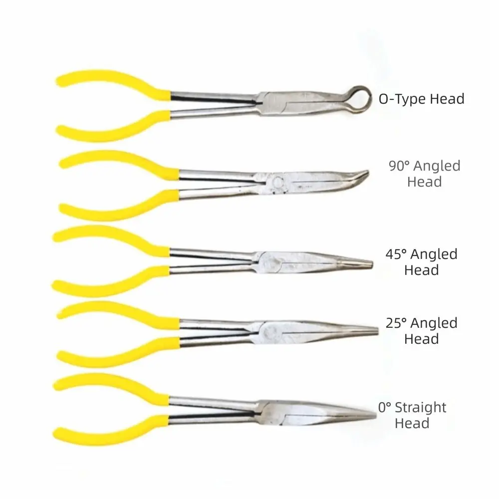 

Плоскогубцы длиной 11 дюймов, удлиненные, прямой изогнутый наконечник, инструменты для ручного удаления 0/25/45/90 градусов, удобная ручка, O-образная форма
