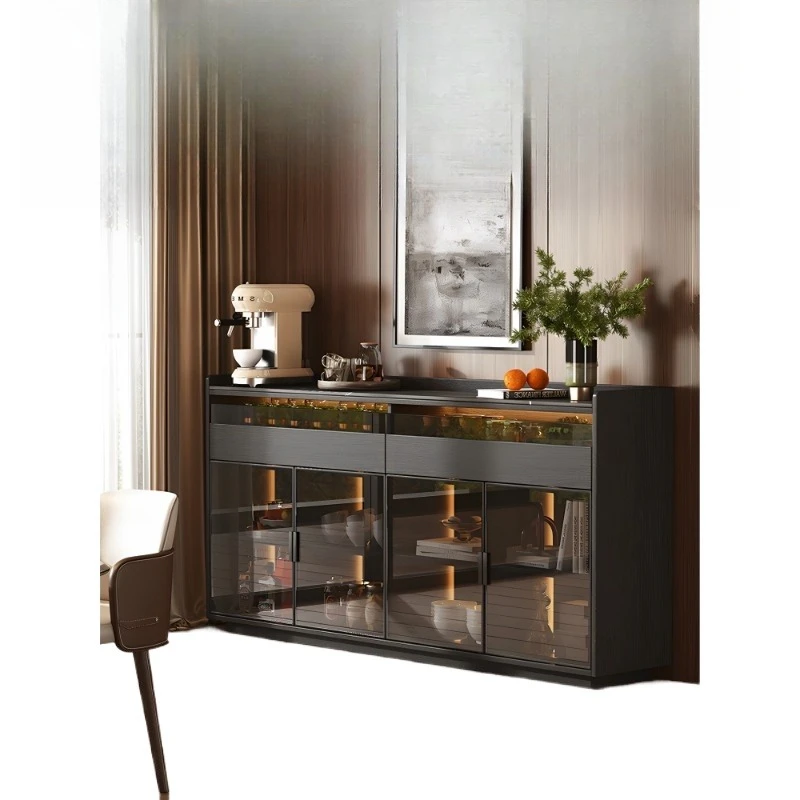 

Modern simple rock slab dining side cabinet, high-end light luxury solid wood home living room kitchen side cabinet