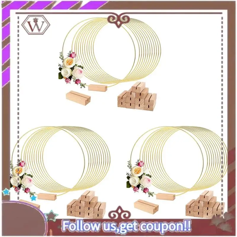 

A95D-36Pcs Metal Floral Hoop Centerpiece With Base For Table,12 Inch For Crafts Dream Catcher Wreath DIY Centerpieces