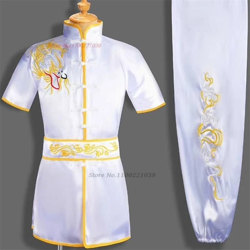 2025 chinese vintage wushu shaolin uniform national dragon embroidery wushu kung fu clothing martial arts training exercise suit