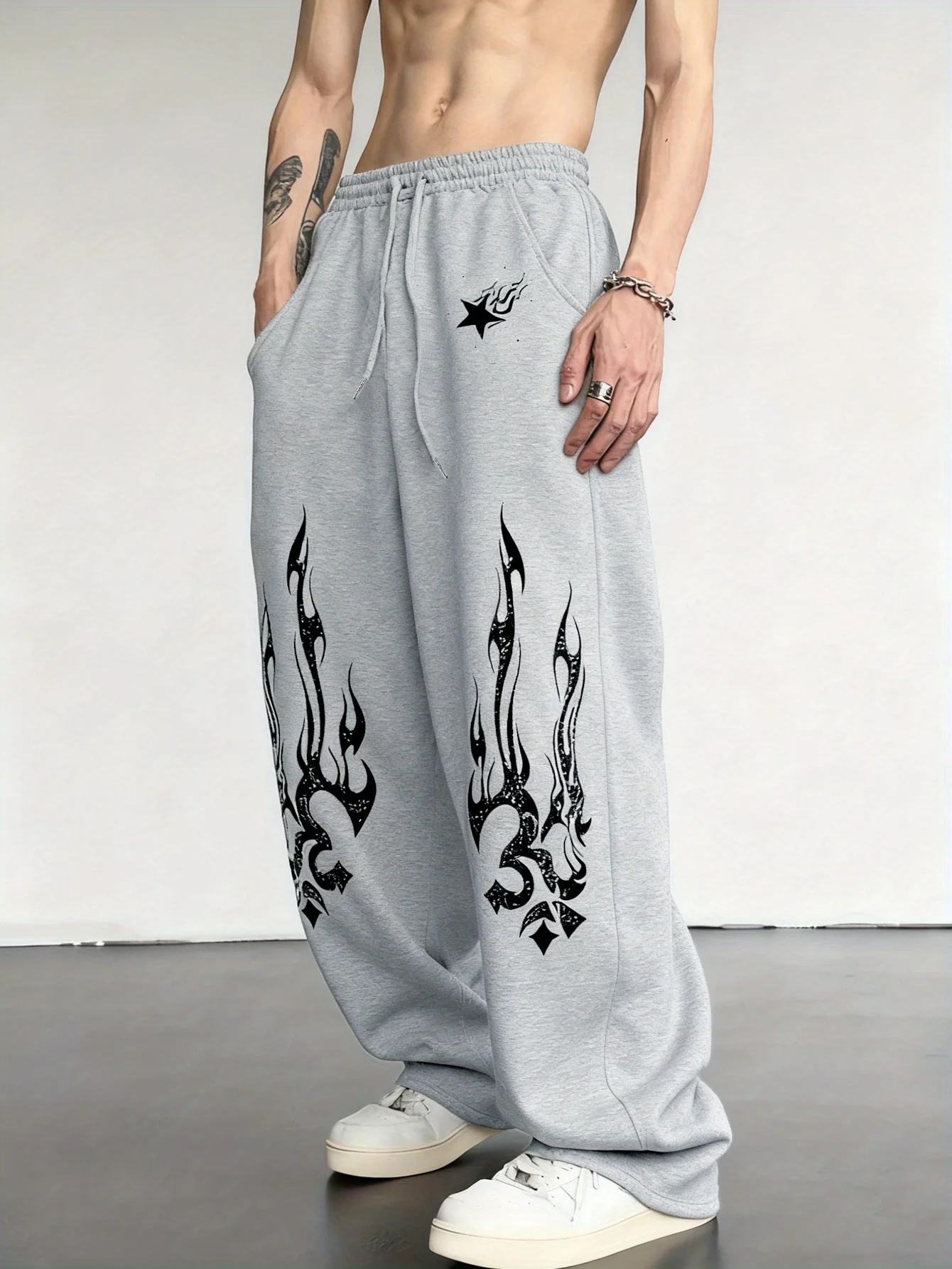 

Spring and Autumn Men's Outdoor Home Casual Long Pants, Men's Versatile Solid Color Drawstring Loose Casual Sports Long Pants