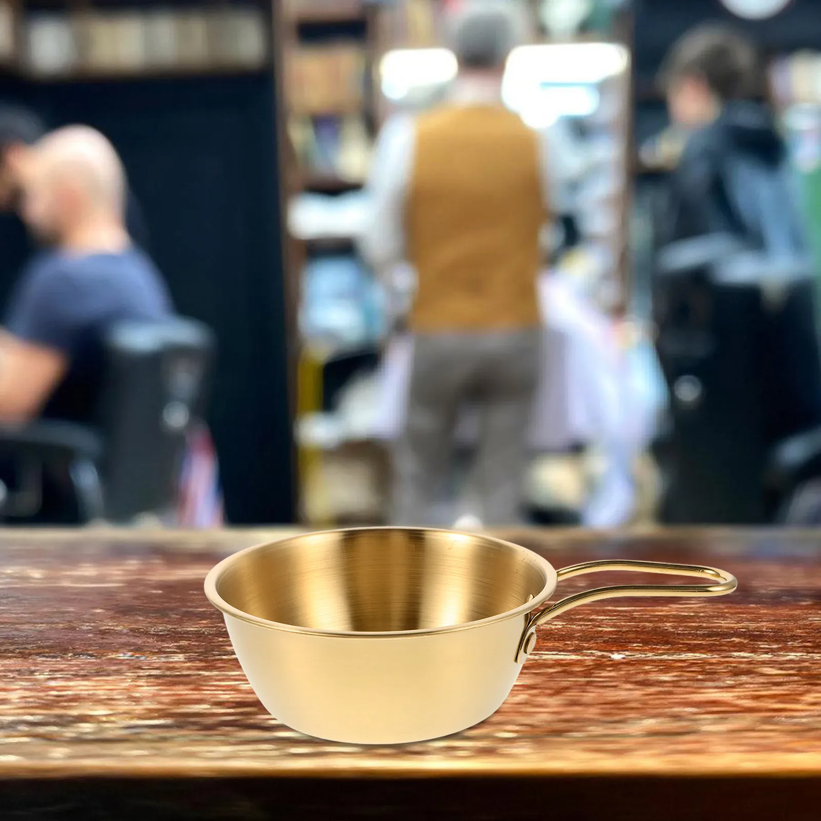 Stainless Steel Men Shaving Soap Bowl with Stylish Gold Handle Rich Lather Foaming Bowl Wet Shaving Cream Mixing Beard Tool