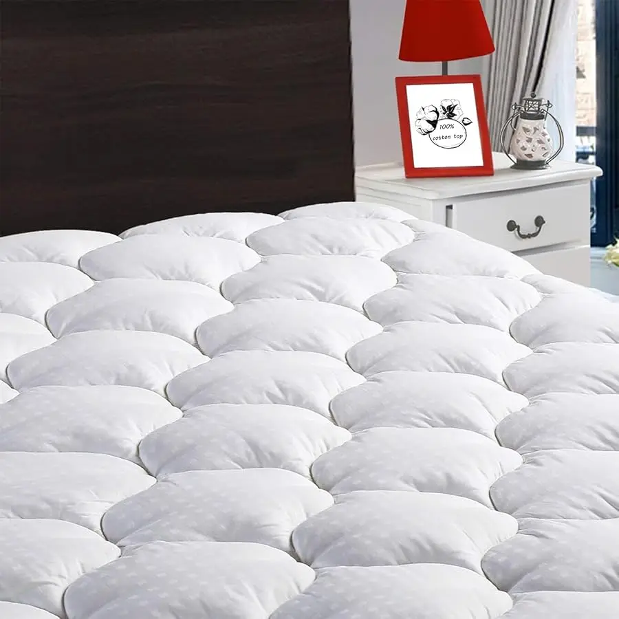 

Queen Mattress Pad Fitted Quilted Cotton Mattress Co er Cooling Soft Pillow Top Mattress Topper with Down Alternati e Filling Ma