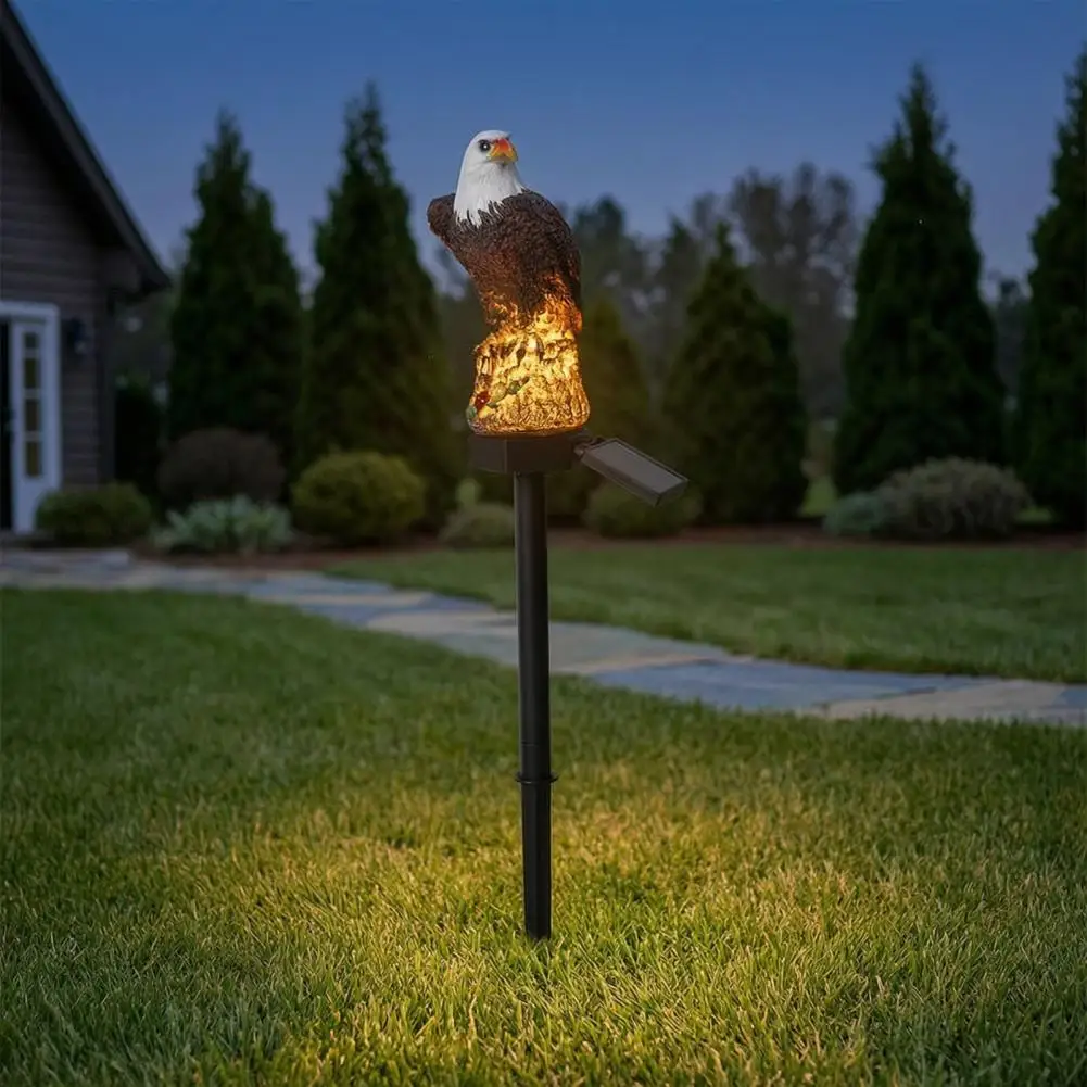 Waterproof Resin Eagle Statue Outdoor Solar Lights Eagle Solar Garden Light with Stake Outdoor Waterproof Led for Courtyard