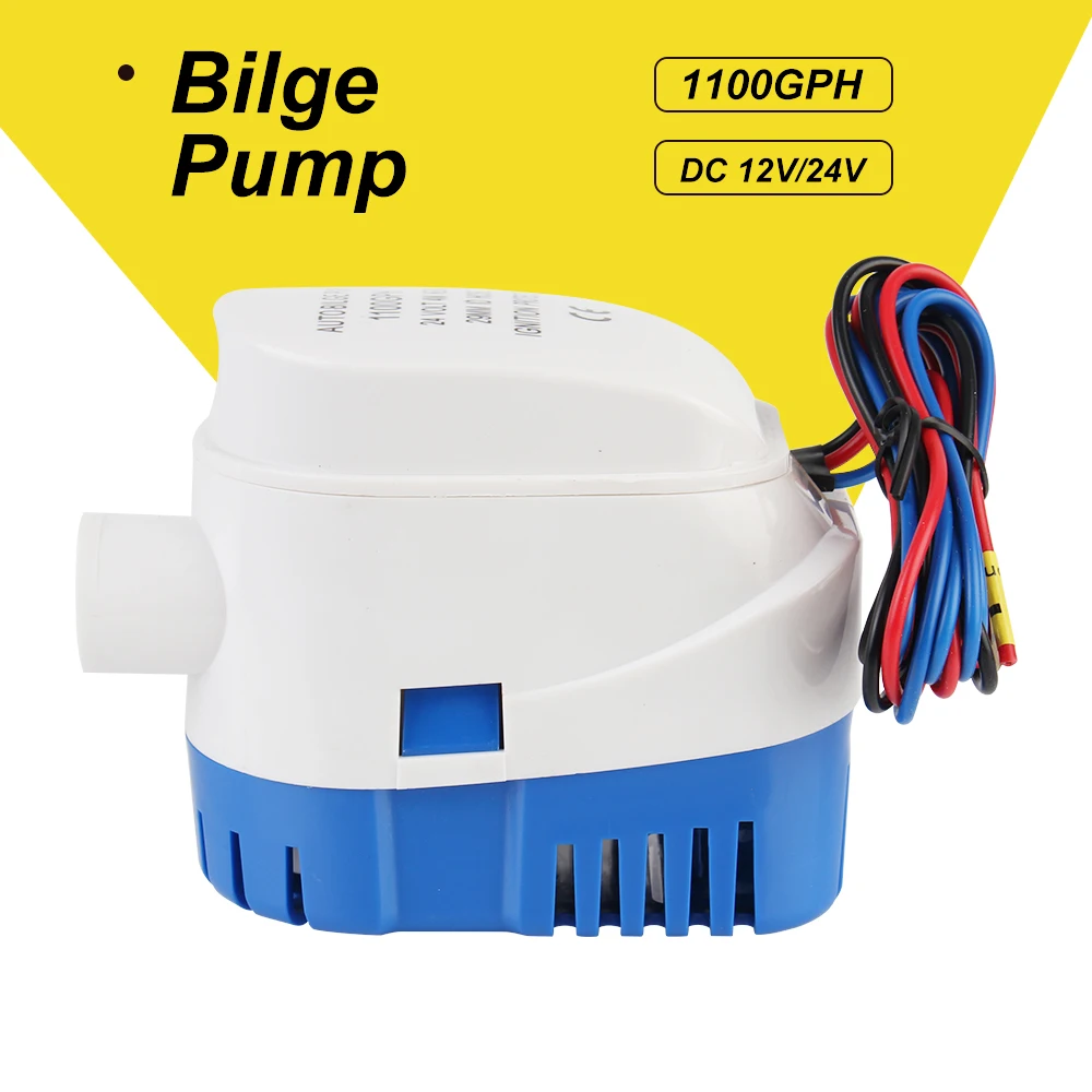 Dengan saklar DC pompa air laut elektrik perahu pompa lambung kapal selam otomatis 12V 24V Volt 1100GPH
