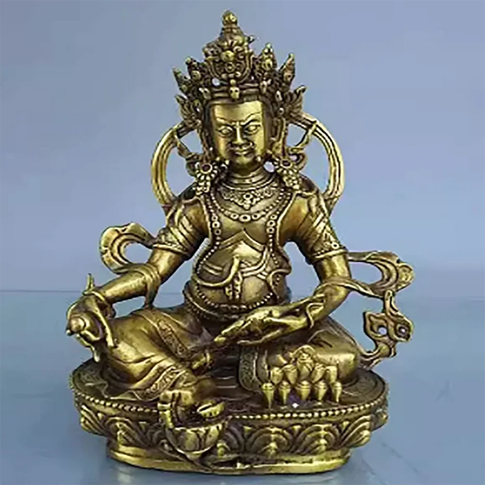 Pure Copper Tibetan Buddha, Yellow God of Wealth, Esoteric Double Cultivation Buddha Statue Ornament