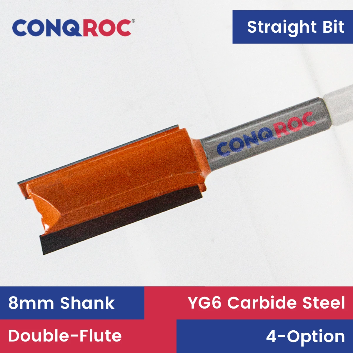 8mm Shank Double-Flute Long Straight Router Bit 4-Option Diameter-14 | 16 | 18 | 22mm Tungsten Carbide Wood Milling Cutter