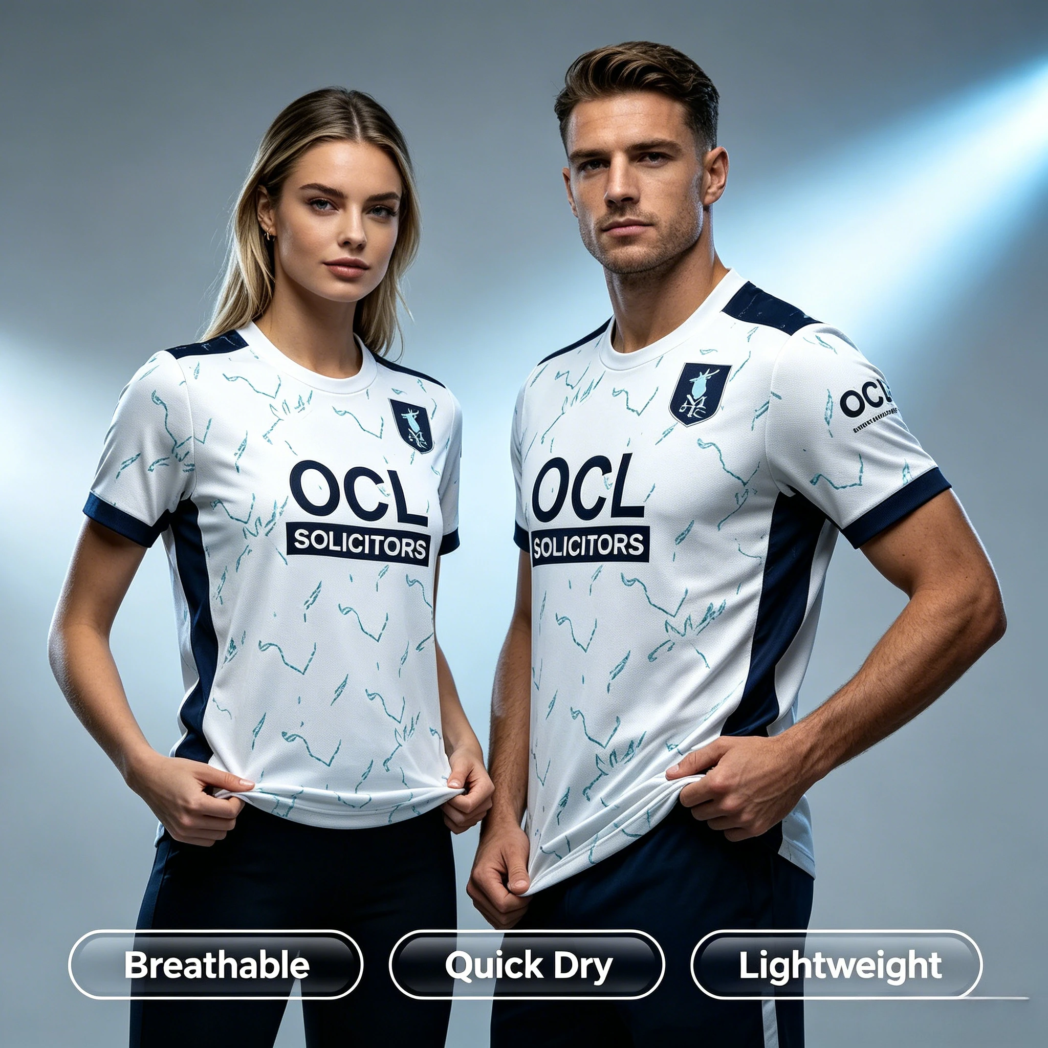 New 3D Printed White Blue Contrasting Modern Football Style Jersey Breathable Quick Drying Street Training Parent-child Wear