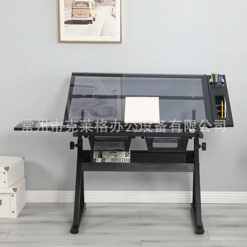 

[Glass Drawing Table] American Bevel Drawing Table Can Lift Children's Art DrawingWorkbench Table